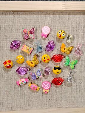 25 Pcs of Butterflies Lips Candies Emoji's Rabbits & Eggs Bulletin Board Pins